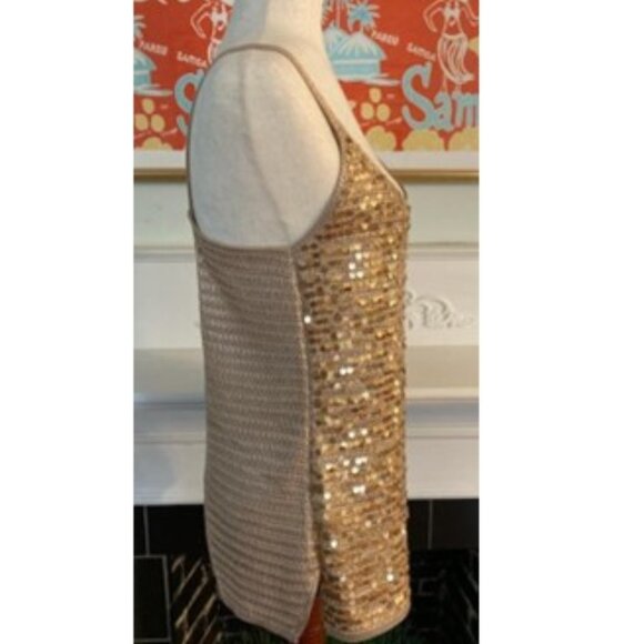 Boston Proper Gold Knit/Sequin Tank Top - Picture 2 of 4